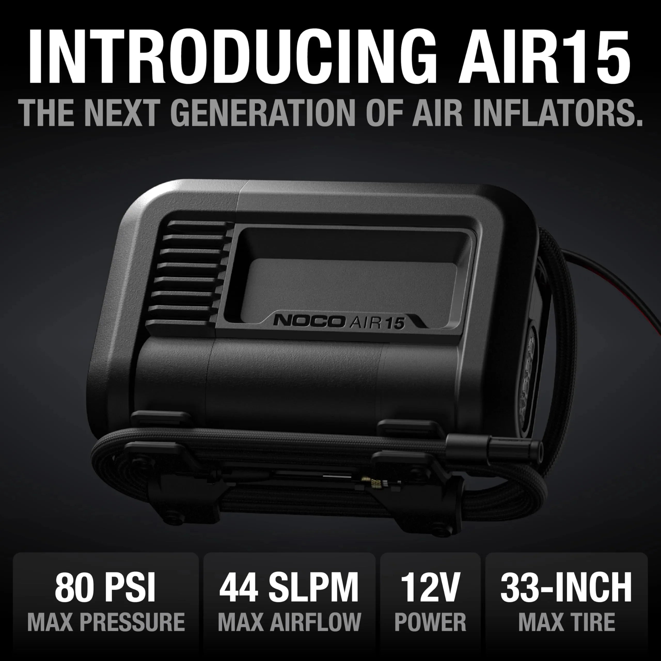 UltraFast 15A Tire Inflator, 12V Portable Air Compressor Pump, Rated at 80 PSI, Inflates Tires from 0-40 PSI in 2.9 Minutes with a Digital Gauge, Smart Pressure and Auto-Shutoff
