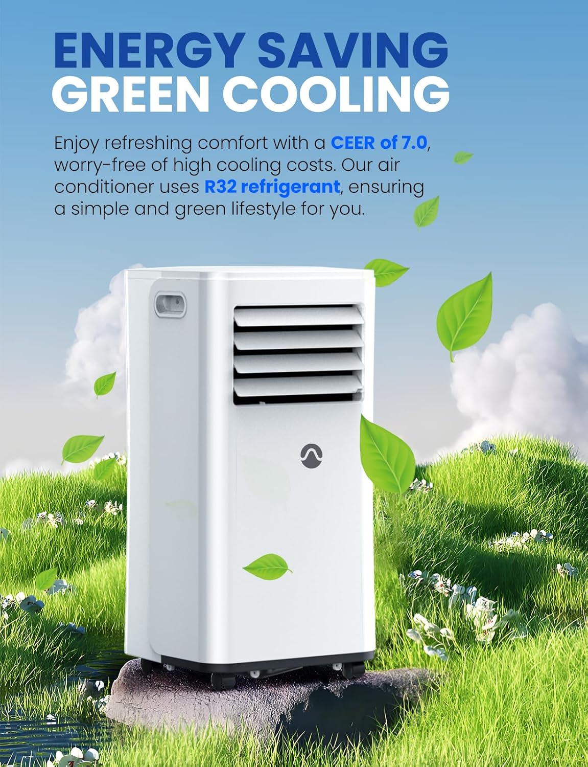 Portable Air Conditioners, 10000 BTU Air Conditioner Portable for Room up to 450 Sq. Ft., 3-in-1 Portable AC Unit with Digital Display, Remote Control, Window Installation Kit, 24H Timer, Sleep Mode