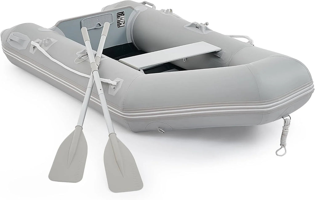 7.5ft Inflatable Dinghy Boat, 2 Person 660lb Transom Sport Tender Boat with Pump Aluminum Oars Floor, Heavy Duty Inflatable Raft Kayak for Adults