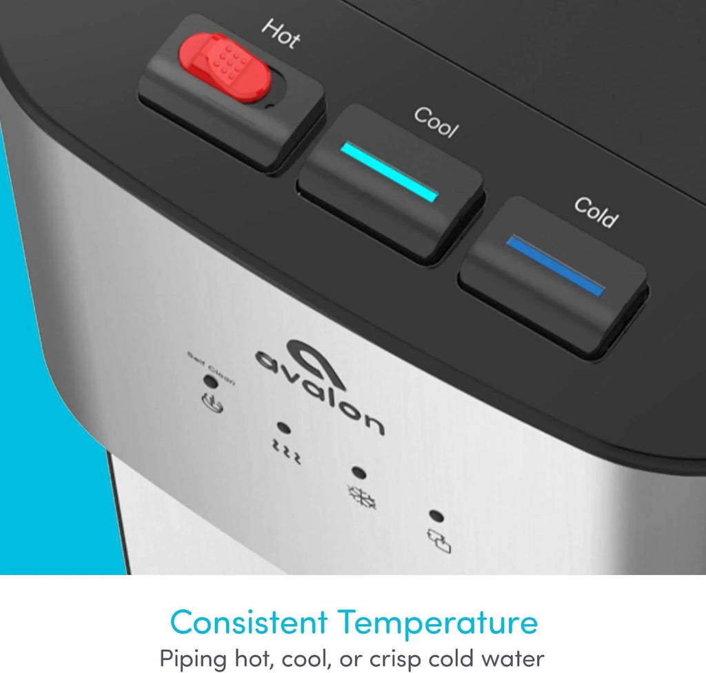 Limited Edition Self Cleaning Water Cooler Water Dispenser - 3 Temperature Settings - Hot, Cold & Room Water, Durable Stainless Steel Construction, Bottom Loading - UL Listed-Avalon