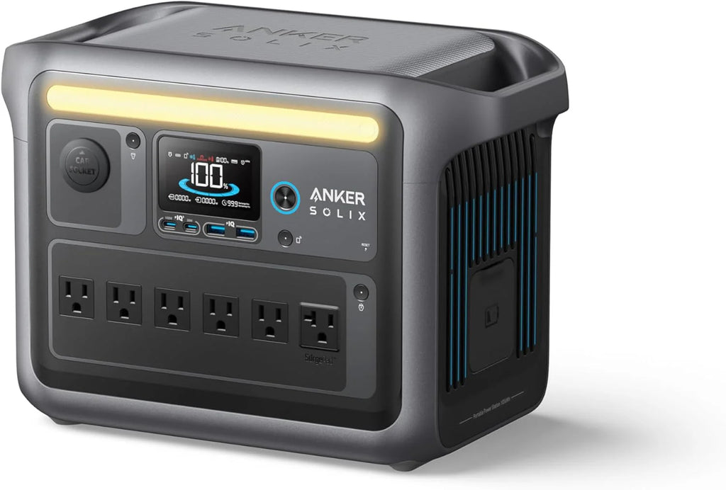 Portable Power Station with 200W Solar Panel, 1800W Solar Generator, 1056wh LFP (LiFePO4) Battery, 6 AC Outlets, Up to 2400W for Home, Power Outages, and Outdoor Camping